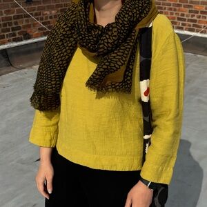 Cut Loose Women's XL Top Blouse Boxy Pullover Green Rib Knit Lagenlook USA